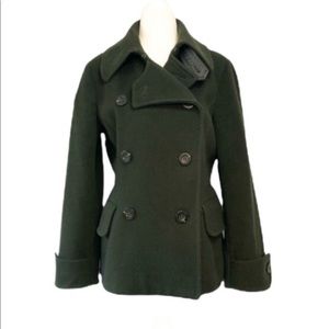 Michael michael kors olive green double breasted wool pea coat